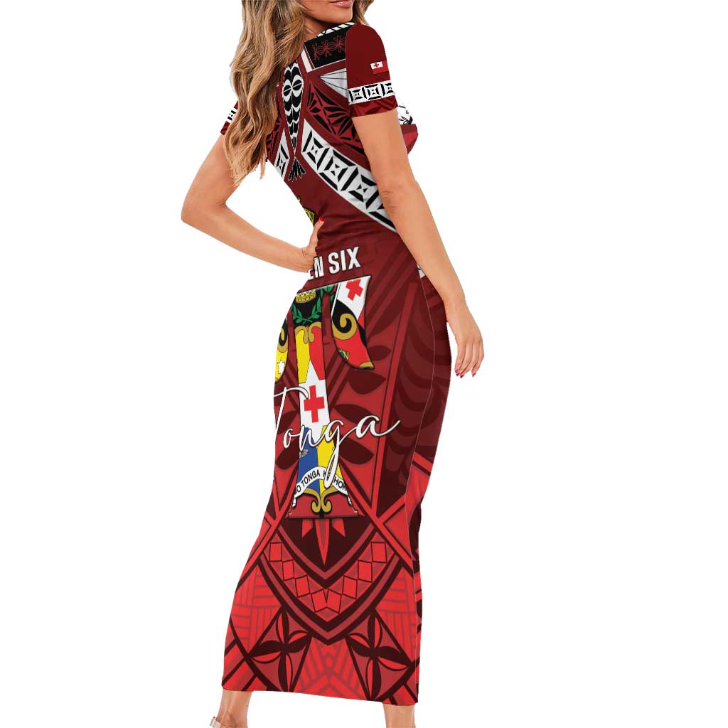 Tonga Emancipation Day Family Matching Short Sleeve Bodycon Dress and Hawaiian Shirt Tongan Kupesi Pattern