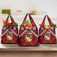 Tonga Emancipation Day Grocery Bag Tongan Kupesi Pattern LT05 3-pack One Size Red - Polynesian Pride