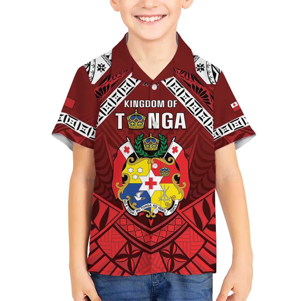 Tonga Emancipation Day Kid Hawaiian Shirt Tongan Kupesi Pattern