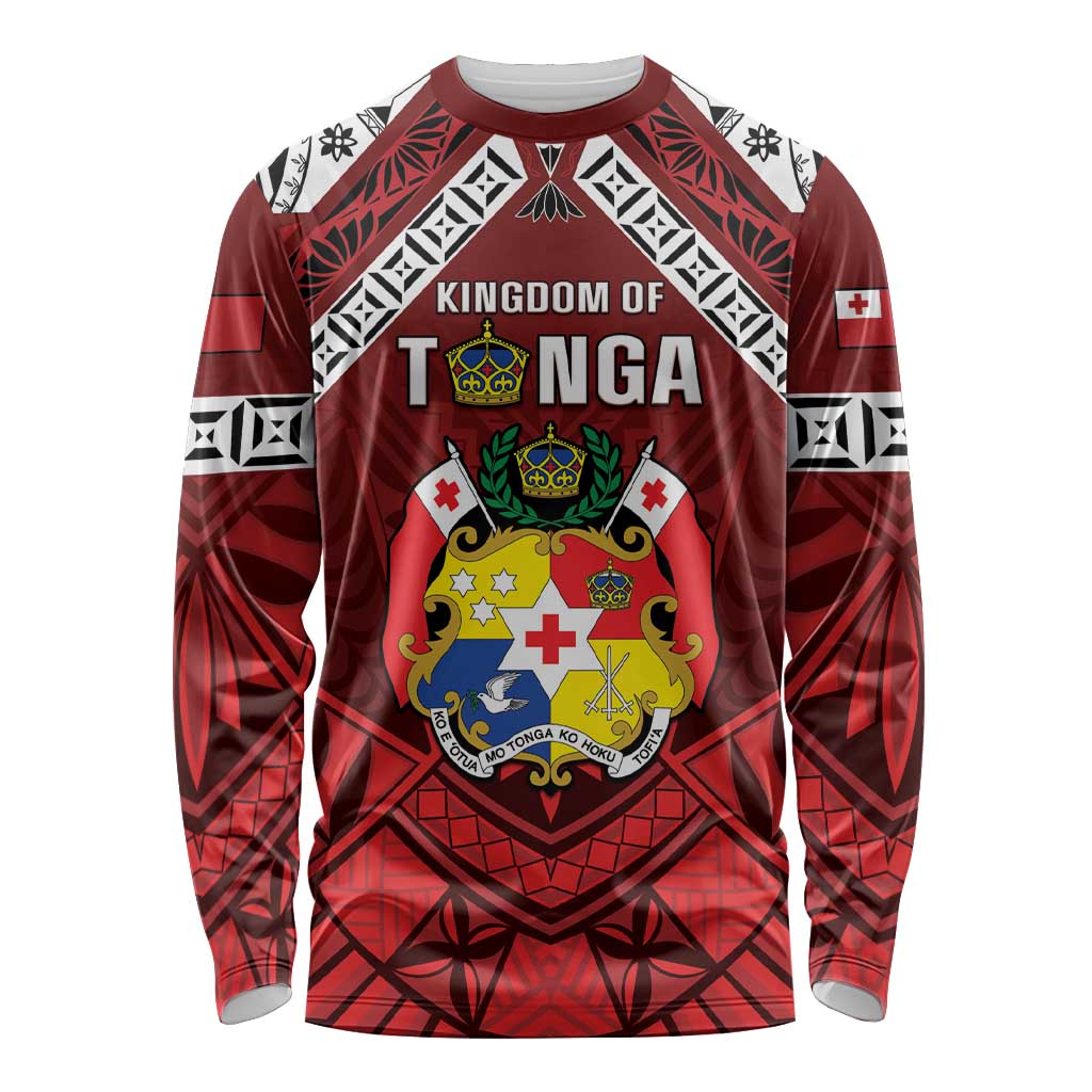 Tonga Emancipation Day Long Sleeve Shirt Tongan Kupesi Pattern LT05 Unisex Red - Polynesian Pride