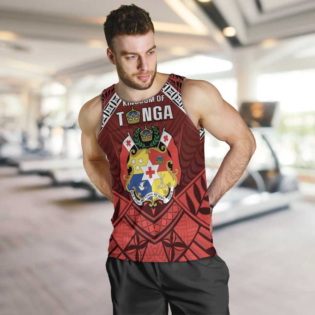 Tonga Emancipation Day Men Tank Top Tongan Kupesi Pattern LT05 Red - Polynesian Pride