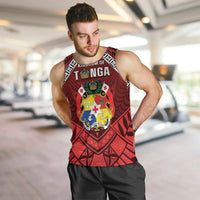 Tonga Emancipation Day Men Tank Top Tongan Kupesi Pattern LT05 Red - Polynesian Pride