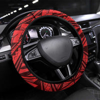 Tonga Emancipation Day Steering Wheel Cover Tongan Kupesi Pattern LT05 Universal Fit Red - Polynesian Pride