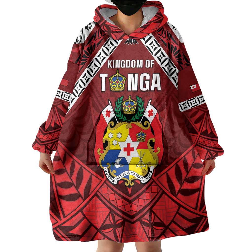Tonga Emancipation Day Wearable Blanket Hoodie Tongan Kupesi Pattern