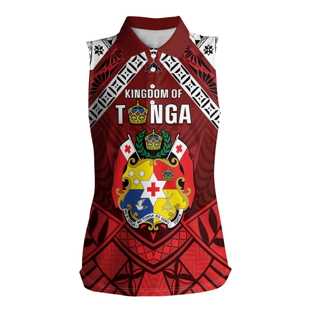 Tonga Emancipation Day Women Sleeveless Polo Shirt Tongan Kupesi Pattern