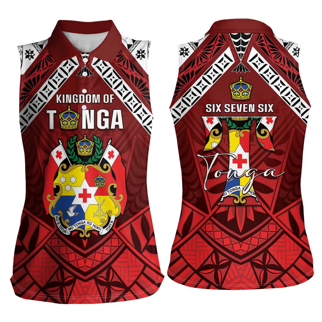 Tonga Emancipation Day Women Sleeveless Polo Shirt Tongan Kupesi Pattern