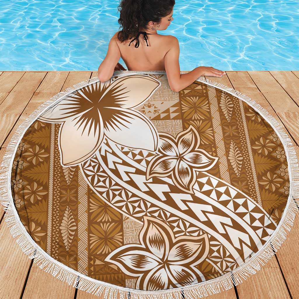 Tonga Kupesi Ngatu Beach Blanket Vintage Brown Plumeria LT05 - Polynesian Pride