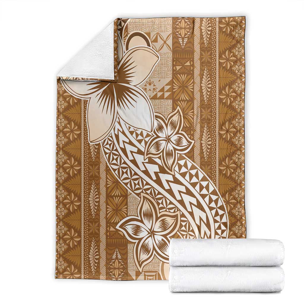Tonga Kupesi Ngatu Blanket Vintage Brown Plumeria LT05 - Polynesian Pride