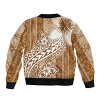 Tonga Kupesi Ngatu Bomber Jacket Vintage Brown Plumeria