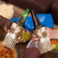 Tonga Kupesi Ngatu 4 in 1 Can Cooler Tumbler Vintage Brown Plumeria LT05 - Polynesian Pride