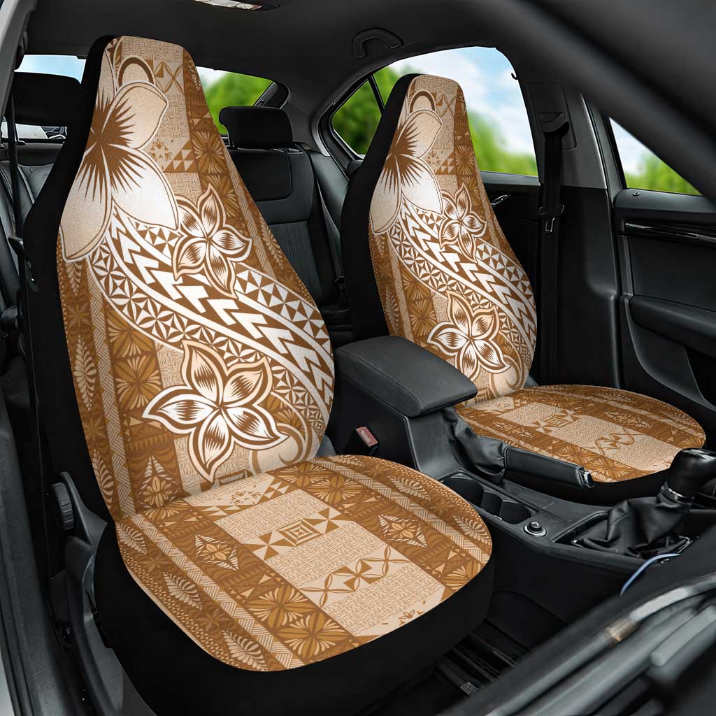 Tonga Kupesi Ngatu Car Seat Cover Vintage Brown Plumeria