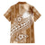 Tonga Kupesi Ngatu Family Matching Off The Shoulder Long Sleeve Dress and Hawaiian Shirt Vintage Brown Plumeria