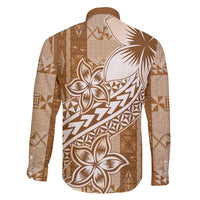 Tonga Kupesi Ngatu Family Matching Puletasi and Hawaiian Shirt Vintage Brown Plumeria