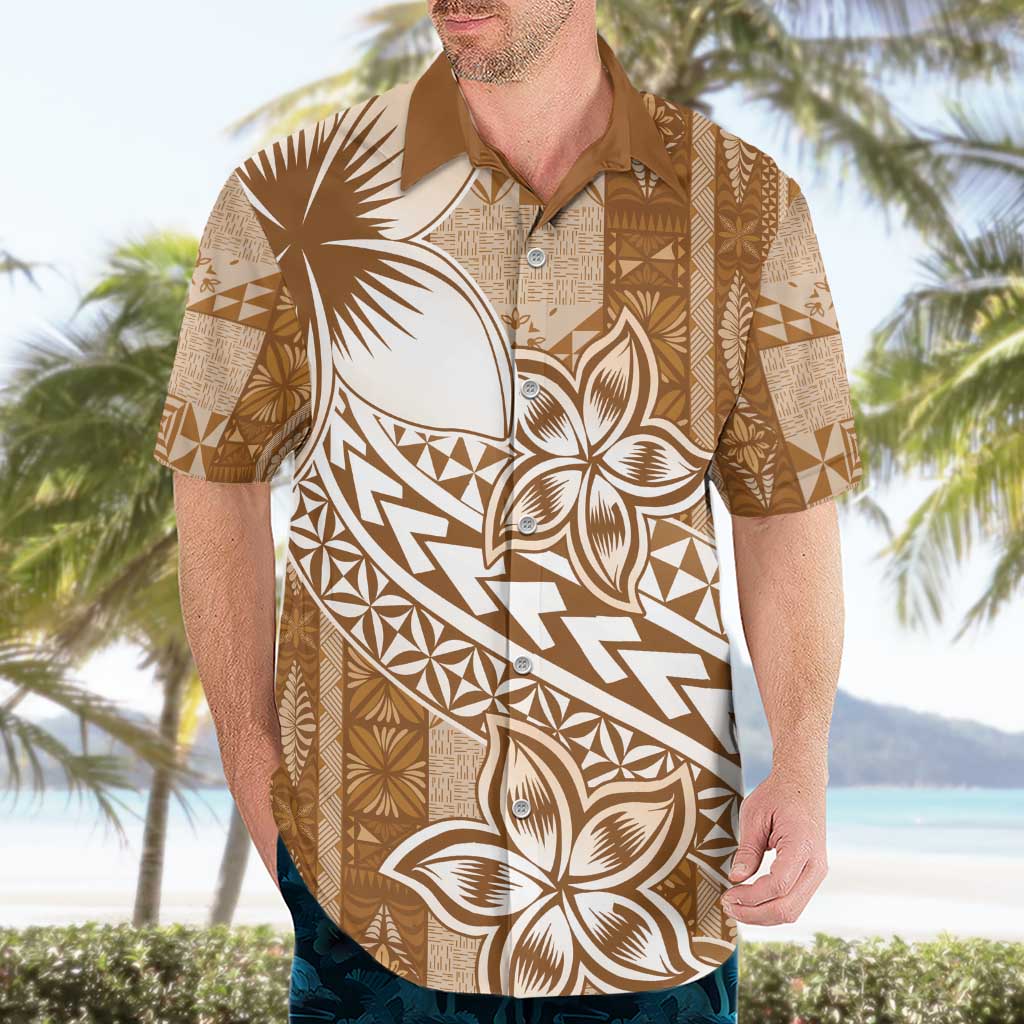 Tonga Kupesi Ngatu Hawaiian Shirt Vintage Brown Plumeria LT05 - Polynesian Pride
