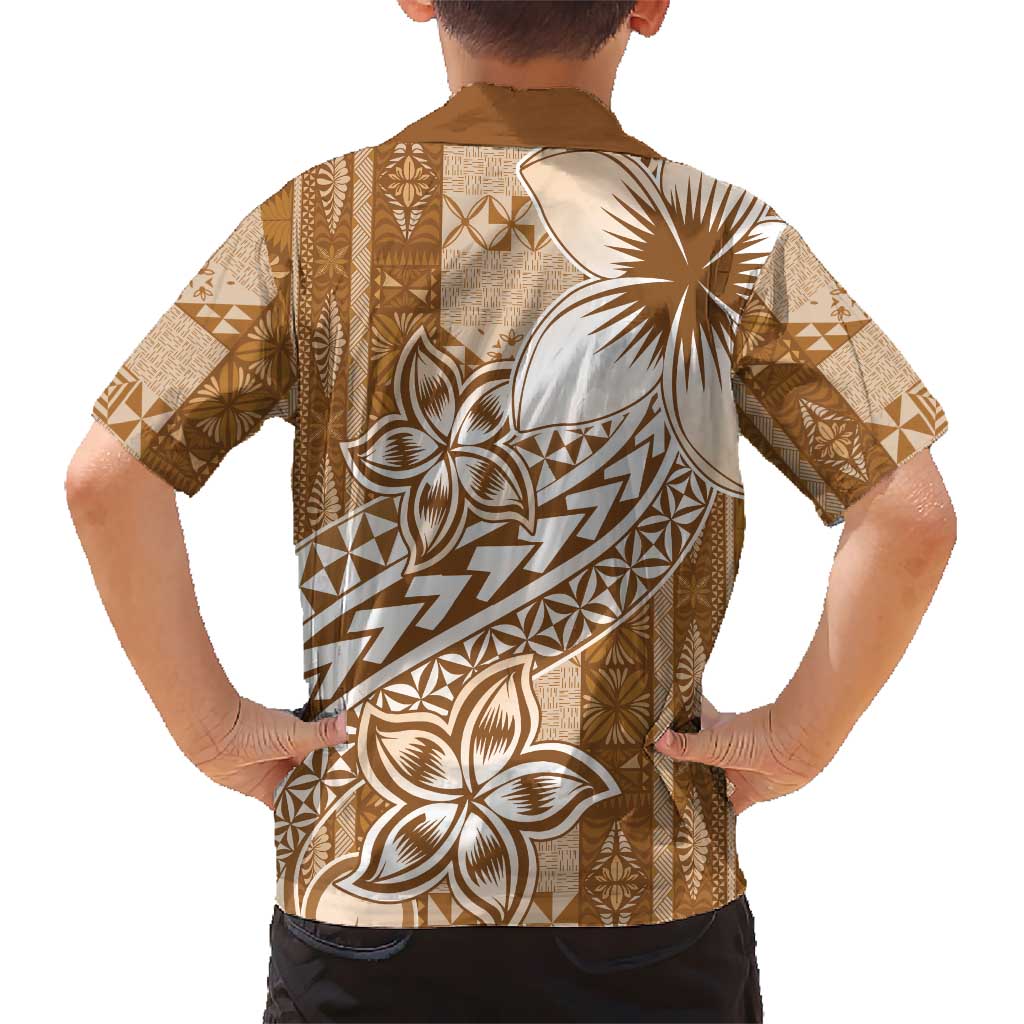 Tonga Kupesi Ngatu Hawaiian Shirt Vintage Brown Plumeria LT05 - Polynesian Pride