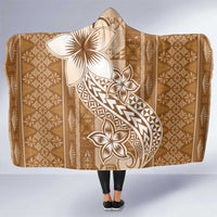 Tonga Kupesi Ngatu Hooded Blanket Vintage Brown Plumeria LT05 One Size Brown - Polynesian Pride