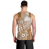 Tonga Kupesi Ngatu Men Tank Top Vintage Brown Plumeria LT05 - Polynesian Pride