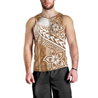 Tonga Kupesi Ngatu Men Tank Top Vintage Brown Plumeria LT05 - Polynesian Pride