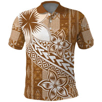 Tonga Kupesi Ngatu Polo Shirt Vintage Brown Plumeria