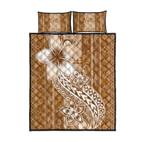 Tonga Kupesi Ngatu Quilt Bed Set Vintage Brown Plumeria