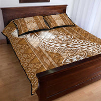 Tonga Kupesi Ngatu Quilt Bed Set Vintage Brown Plumeria