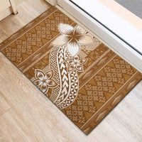 Tonga Kupesi Ngatu Rubber Doormat Vintage Brown Plumeria LT05 - Polynesian Pride