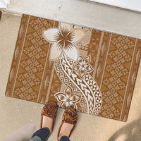 Tonga Kupesi Ngatu Rubber Doormat Vintage Brown Plumeria LT05 - Polynesian Pride