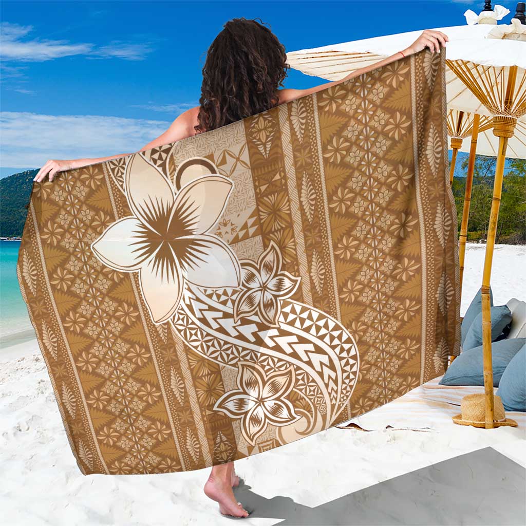 Tonga Kupesi Ngatu Sarong Vintage Brown Plumeria