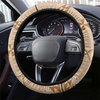 Tonga Kupesi Ngatu Steering Wheel Cover Vintage Brown Plumeria LT05 - Polynesian Pride