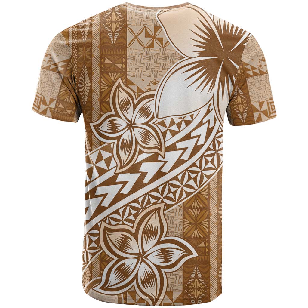 Tonga Kupesi Ngatu T Shirt Vintage Brown Plumeria