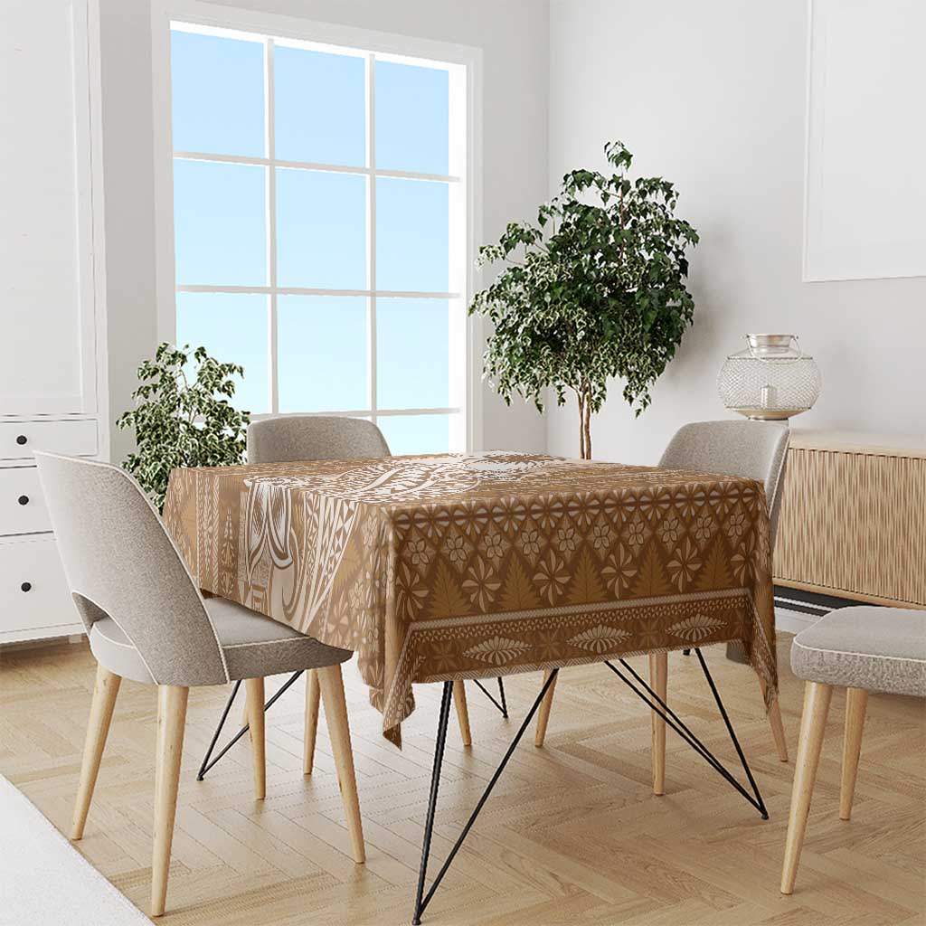 Tonga Kupesi Ngatu Tablecloth Vintage Brown Plumeria LT05 - Polynesian Pride
