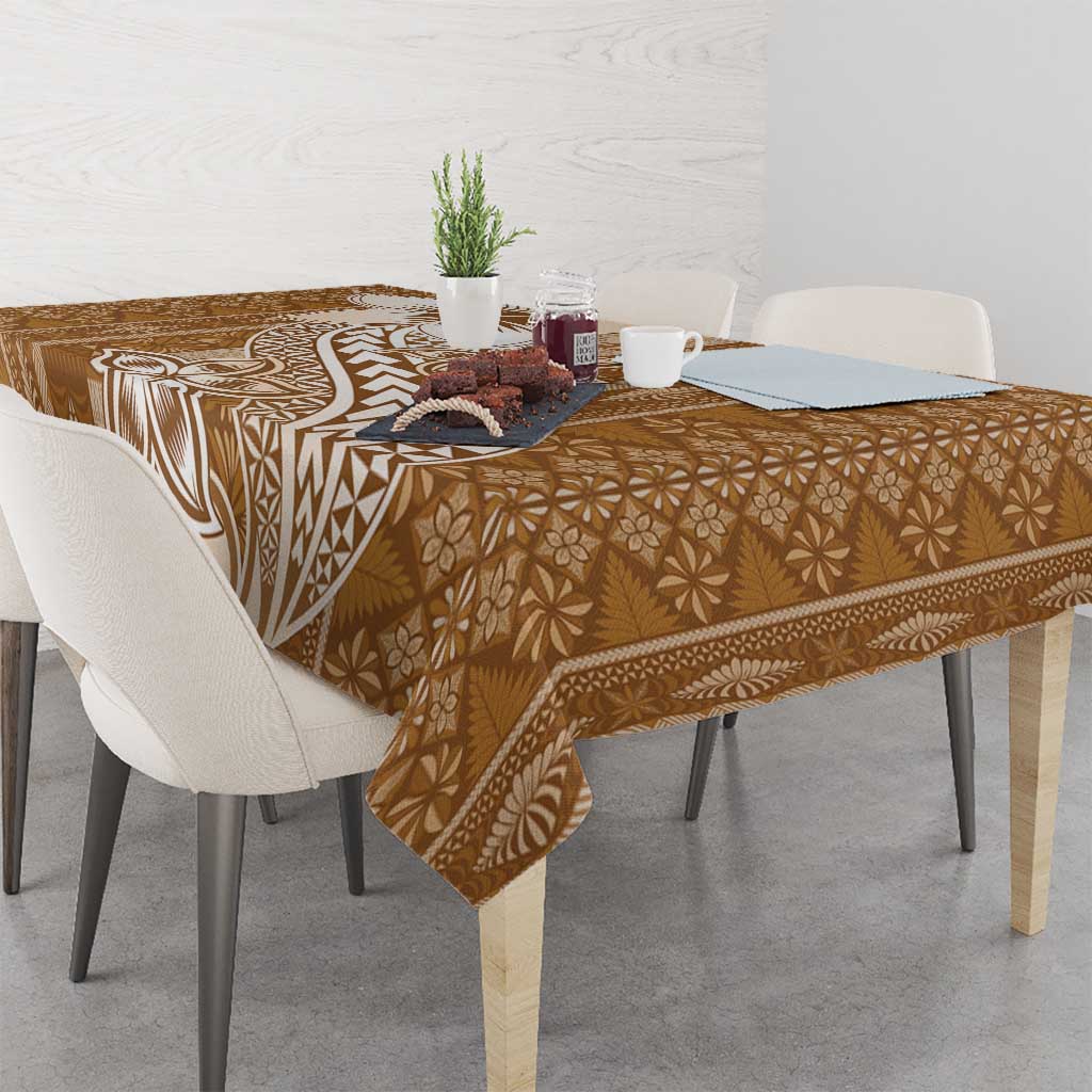 Tonga Kupesi Ngatu Tablecloth Vintage Brown Plumeria LT05 - Polynesian Pride