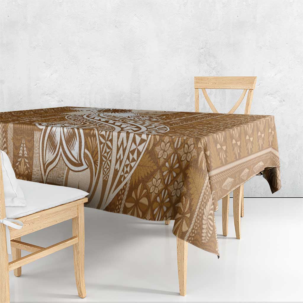Tonga Kupesi Ngatu Tablecloth Vintage Brown Plumeria LT05 - Polynesian Pride