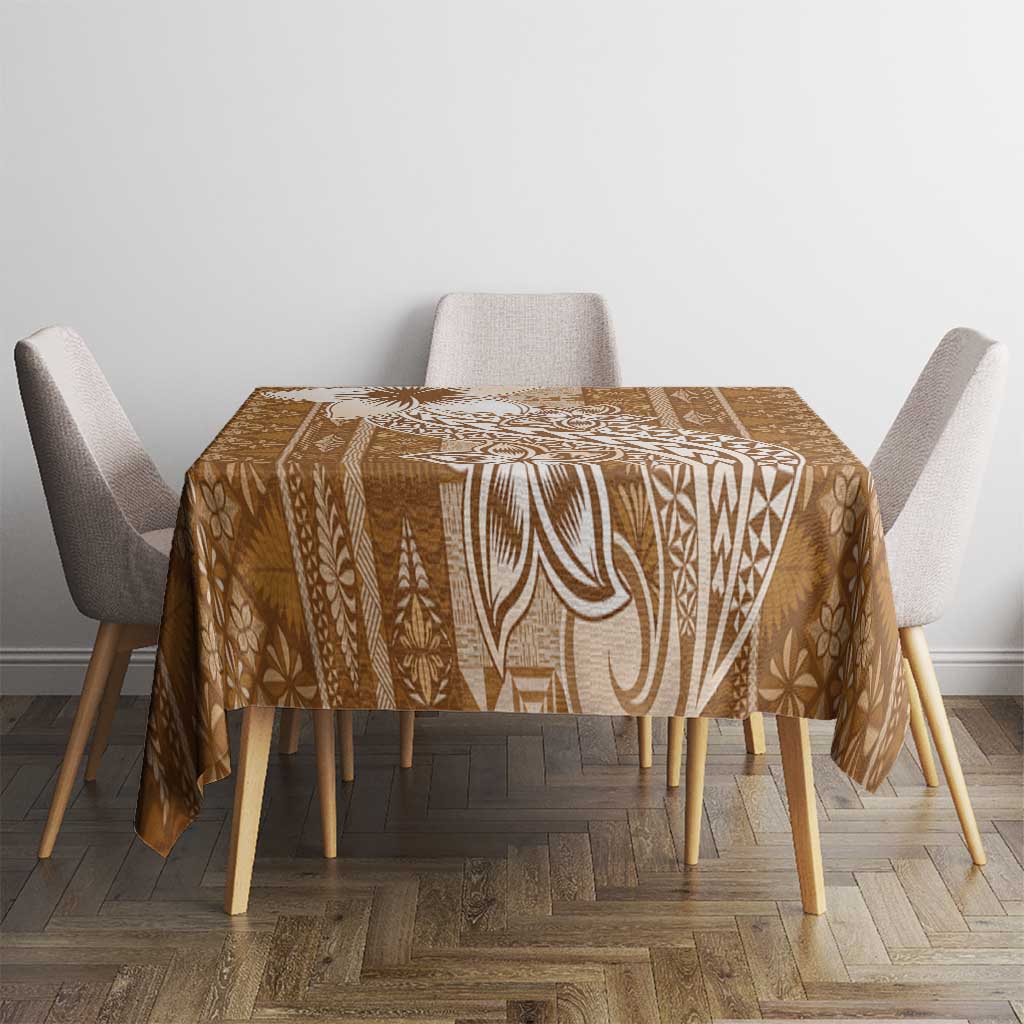Tonga Kupesi Ngatu Tablecloth Vintage Brown Plumeria LT05 - Polynesian Pride