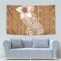 Tonga Kupesi Ngatu Tapestry Vintage Brown Plumeria