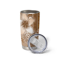 Tonga Kupesi Ngatu Tumbler Cup Vintage Brown Plumeria