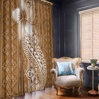 Tonga Kupesi Ngatu Window Curtain Vintage Brown Plumeria LT05 - Polynesian Pride