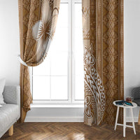 Tonga Kupesi Ngatu Window Curtain Vintage Brown Plumeria LT05 - Polynesian Pride