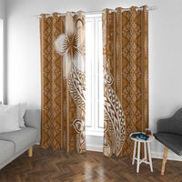 Tonga Kupesi Ngatu Window Curtain Vintage Brown Plumeria LT05 With Grommets Brown - Polynesian Pride