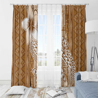 Tonga Kupesi Ngatu Window Curtain Vintage Brown Plumeria LT05 - Polynesian Pride