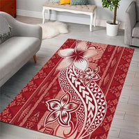 Tonga Kupesi Ngatu Area Rug Vintage Red Plumeria
