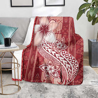 Tonga Kupesi Ngatu Blanket Vintage Red Plumeria LT05 - Polynesian Pride