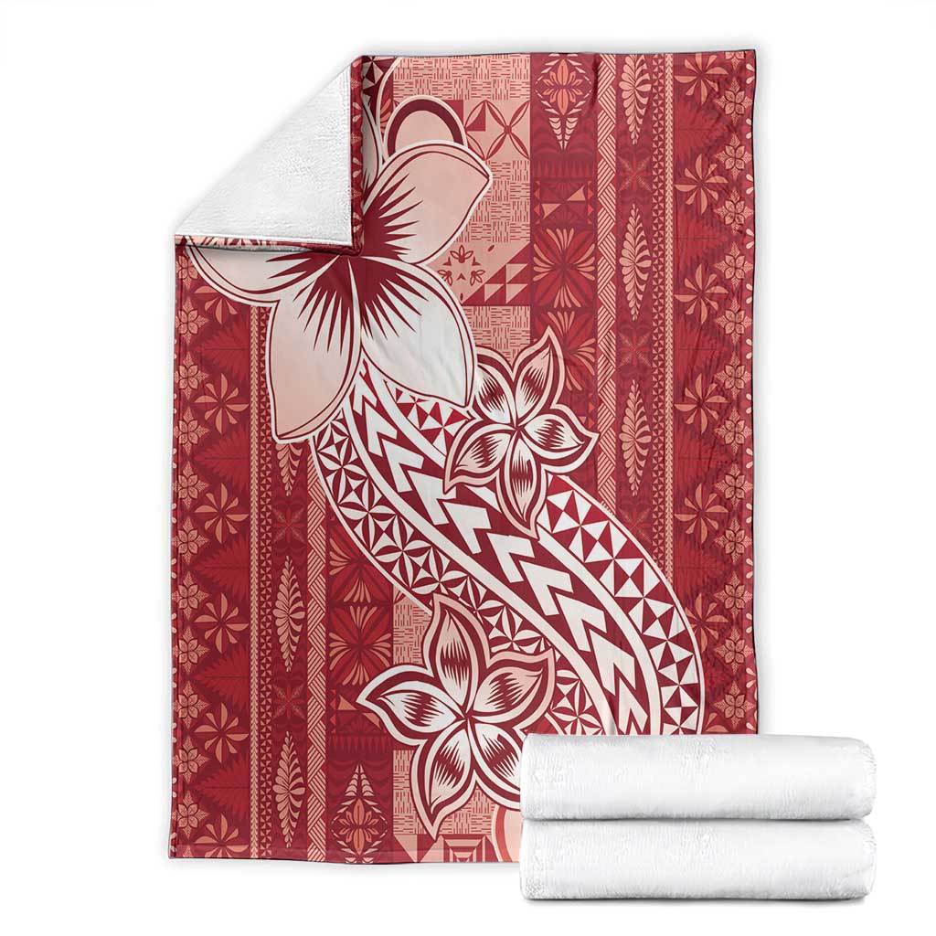 Tonga Kupesi Ngatu Blanket Vintage Red Plumeria LT05 - Polynesian Pride