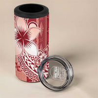 Tonga Kupesi Ngatu 4 in 1 Can Cooler Tumbler Vintage Red Plumeria LT05 - Polynesian Pride