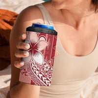 Tonga Kupesi Ngatu 4 in 1 Can Cooler Tumbler Vintage Red Plumeria LT05 - Polynesian Pride