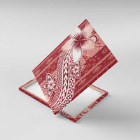 Tonga Kupesi Ngatu Canvas Wall Art Vintage Red Plumeria LT05 With Frame Red - Polynesian Pride