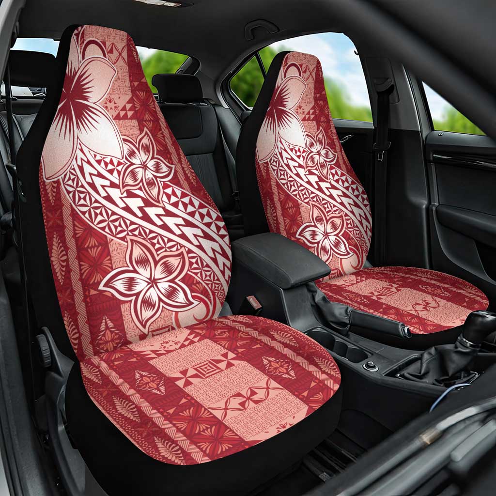 Tonga Kupesi Ngatu Car Seat Cover Vintage Red Plumeria