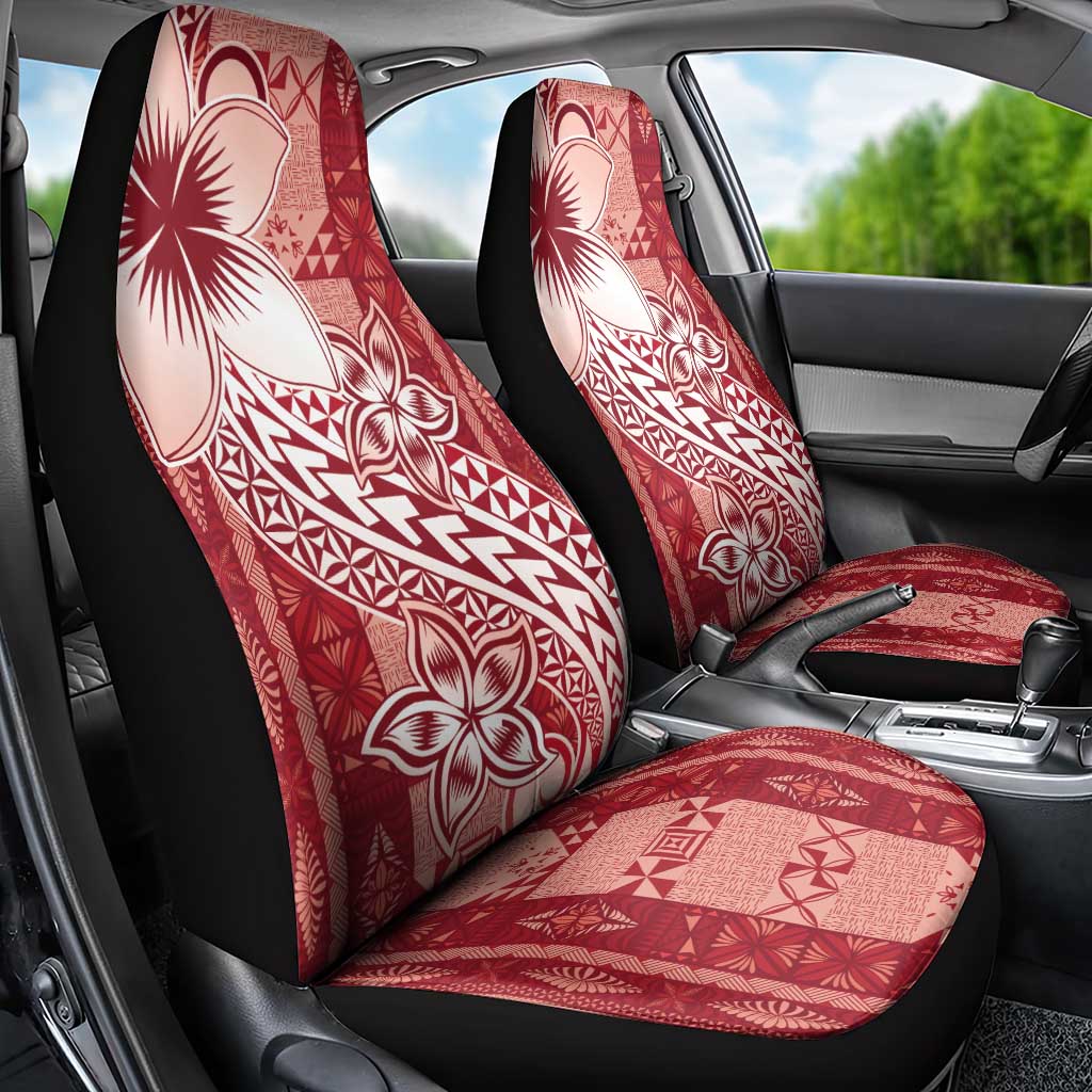 Tonga Kupesi Ngatu Car Seat Cover Vintage Red Plumeria