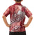 Tonga Kupesi Ngatu Family Matching Off The Shoulder Long Sleeve Dress and Hawaiian Shirt Vintage Red Plumeria