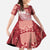 Tonga Kupesi Ngatu Family Matching Off The Shoulder Long Sleeve Dress and Hawaiian Shirt Vintage Red Plumeria